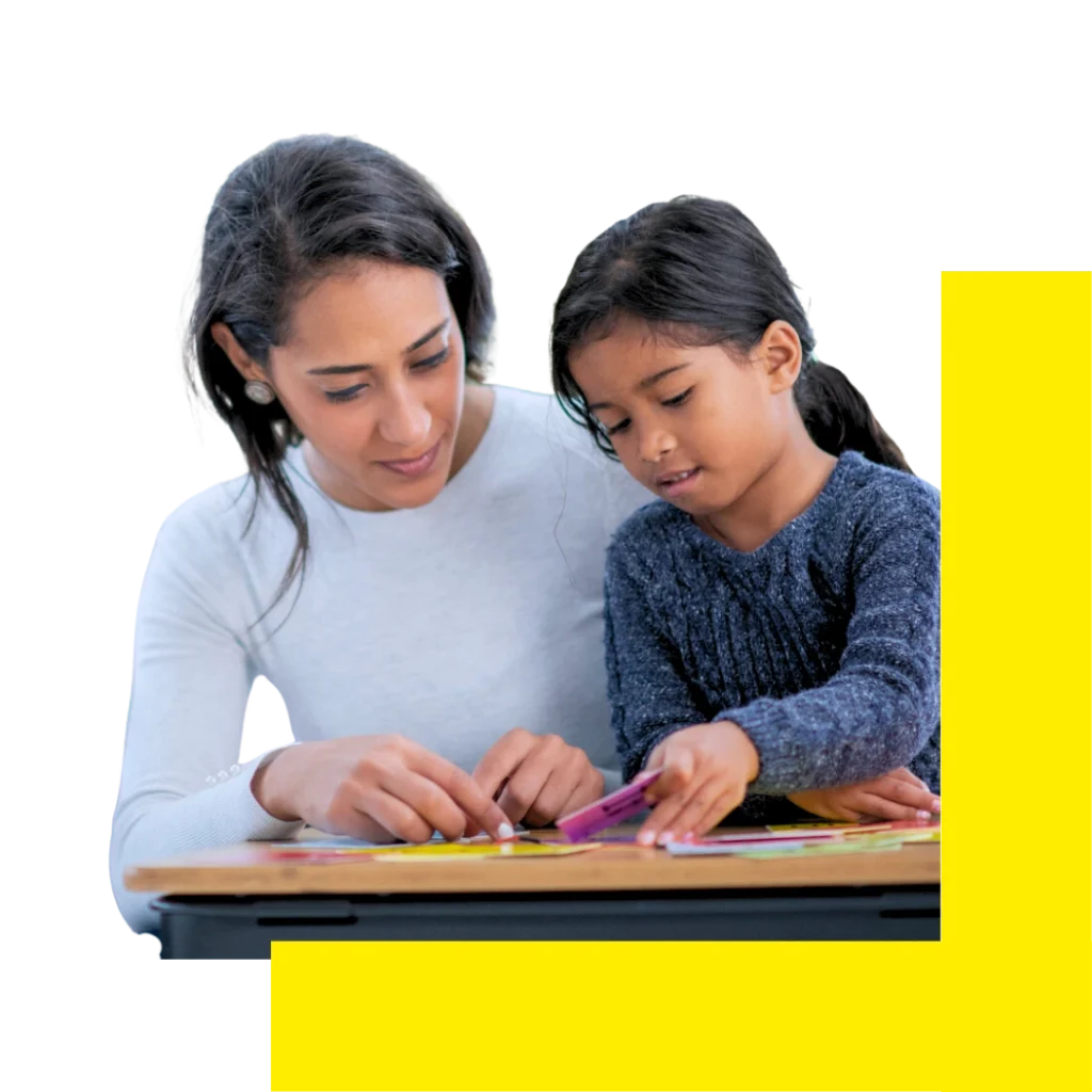 A female Home Tutor is giving Home Tuition to a child.